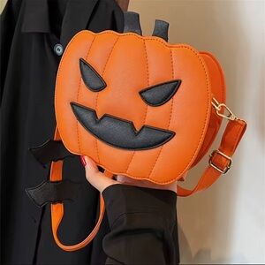 Halloween Pumpkin Crossbody Bag - Orange and Black